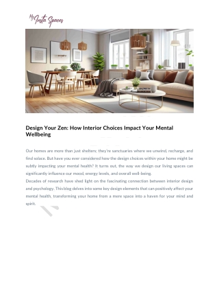 Design Your Zen How Interior Choices Impact Your Mental Wellbeing
