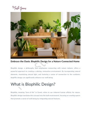 Embrace the Oasis Biophilic Design for a Nature-Connected Home