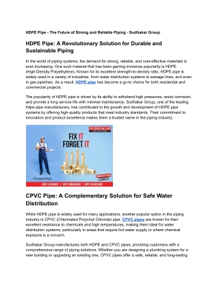 hdpe pipe the future of strong and reliable