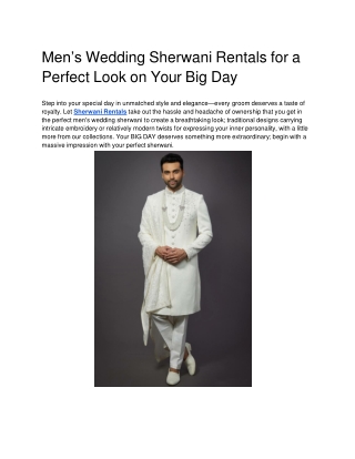 Men’s Wedding Sherwani Rentals for a Perfect Look on Your Big Day - Google Docs