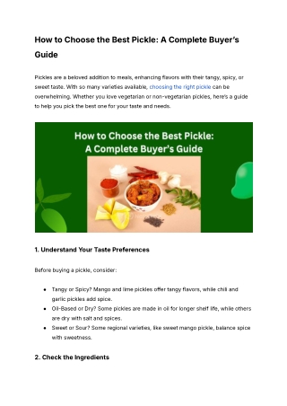 How to Choose the Best Pickle_ A Complete Buyer’s Guide