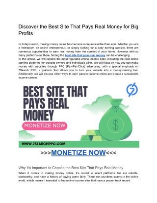 Discover the Best Site That Pays Real Money for Big Profits