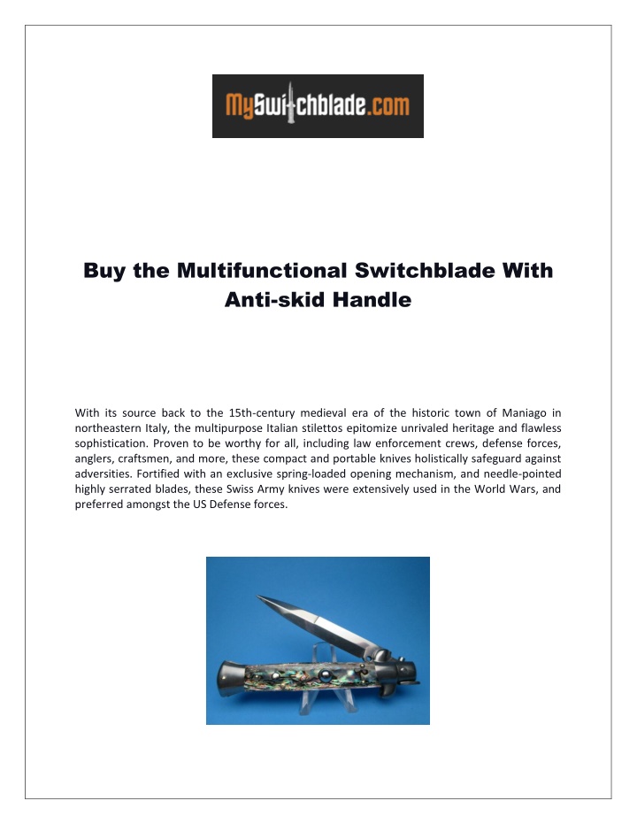 buy the multifunctional switchblade with anti