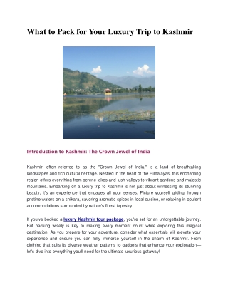 What to Pack for Your Luxury Trip to Kashmir