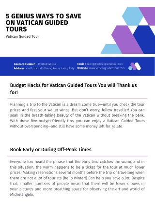 5 GENIUS WAYS TO SAVE ON VATICAN GUIDED TOURS