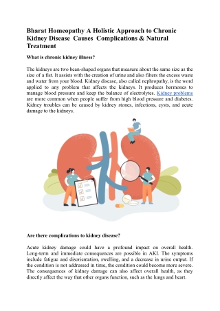 Bharat Homeopathy A Holistic Approach to Chronic Kidney Disease  Causes  Complications & Natural Treatment