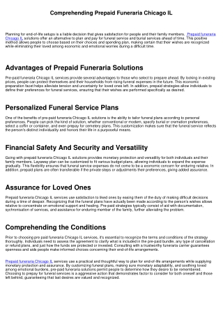 Comprehending Prepaid Funeraria Chicago IL