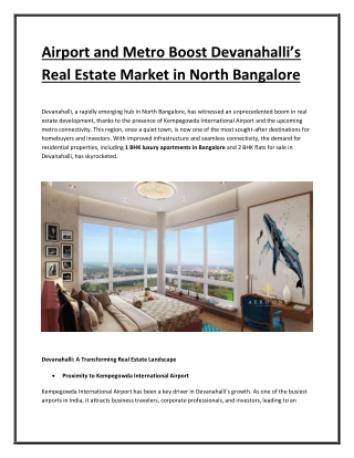 Airport and Metro Boost Devanahalli’s Real Estate Market in North Bangalore
