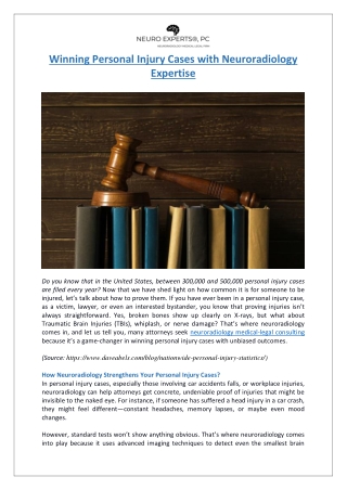 Winning Personal Injury Cases with Neuroradiology Expertise