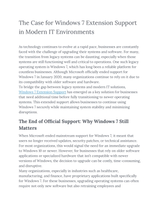 the case for windows 7 extension support