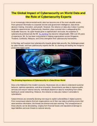 the global impact of cybersecurity on world data