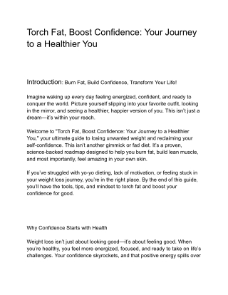 Torch Fat, Boost Confidence: Your Journey to a Healthier You