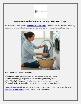 Top Laundry & Dry-Cleaning in Mahesh Nagar,80 Feet, Jaipur