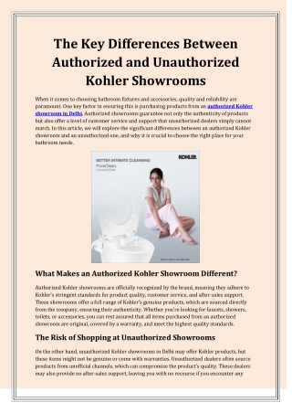 The Key Differences Between Authorized and Unauthorized Kohler Showrooms