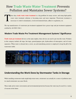 How Trade Waste Water Treatment Prevents Pollution and Maintains Sewer Systems