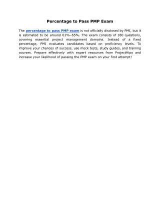 Percentage to Pass PMP Exam