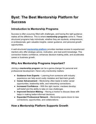 Byst The Best Mentorship Platform for Success
