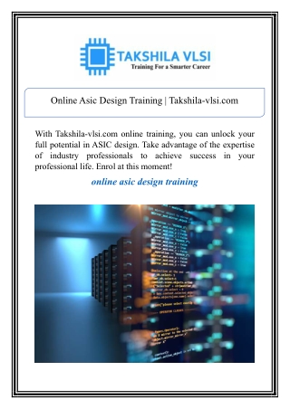 online asic design training takshila vlsi com