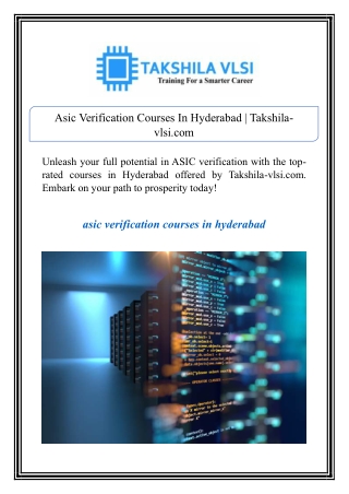 asic verification courses in hyderabad takshila
