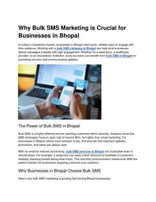 Why Bulk SMS Marketing is Crucial for Businesses in Bhopal