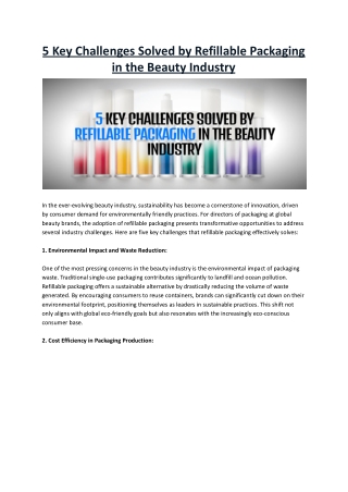 5 Key Challenges Solved by Refillable Packaging in the Beauty Industry