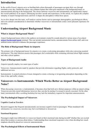 Voiceovers vs Instrumentals: Which Works Better as Airport Background Noise?