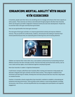 enhancing mental ability with brain enhancing