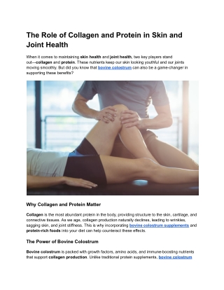 The Role of Collagen and Protein in Skin and Joint Health