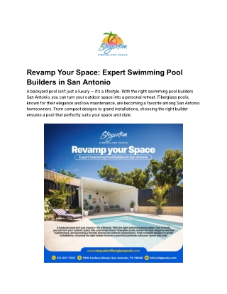 Revamp Your Space- Expert Swimming Pool Builders in San Antonio