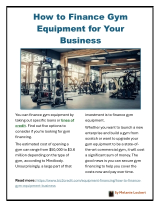 How to Finance Gym Equipment for Your Business