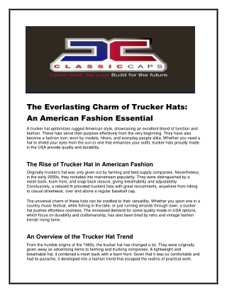 Trucker Hats to the Beat of Stylish Comfort.