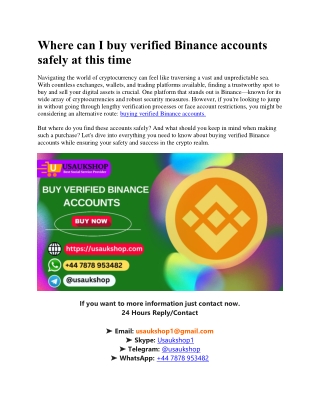 where can i buy verified binance accounts safely
