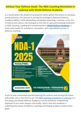 Achieve Your Defence Goals: The NDA Coaching Revolution in Lucknow