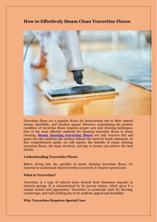 How to Effectively Steam Clean Travertine Floors