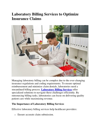 laboratory billing services to optimize insurance