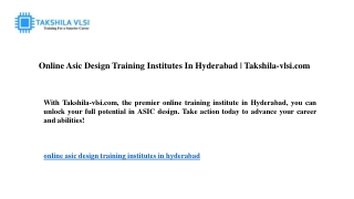 online asic design training institutes