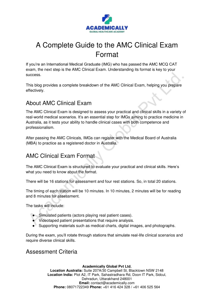 a complete guide to the amc clinical exam format