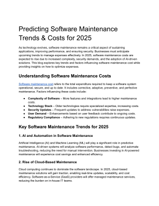 predicting software maintenance trends costs