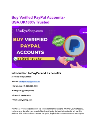 Buy Verified PayPal Accounts- USA,UK100% Trusted