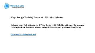 fpga design training institutes takshila vlsi com