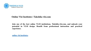 online vlsi institutes takshila vlsi com