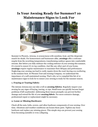 Is Your Awning Ready for Summer 10 Maintenance Signs to Look For