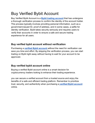 Buy Verified Bybit Account