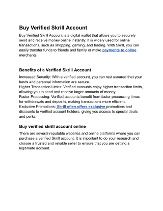 Buy Verified Skrill Account