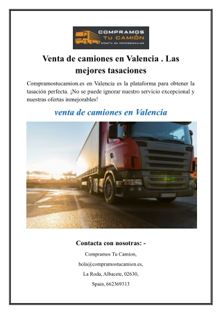 Venta de camiones en Valencia  Las mejores tasaciones