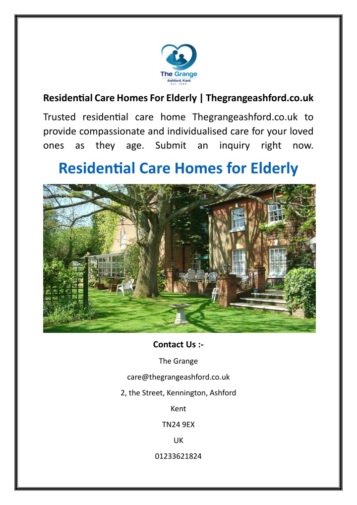 residential care homes for elderly