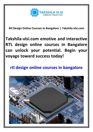 rtl design online courses in bangalore takshila