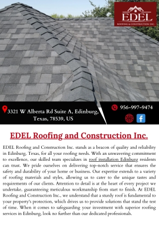EDEL Roofing and Construction Inc.