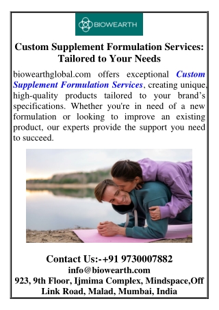 custom supplement formulation services tailored