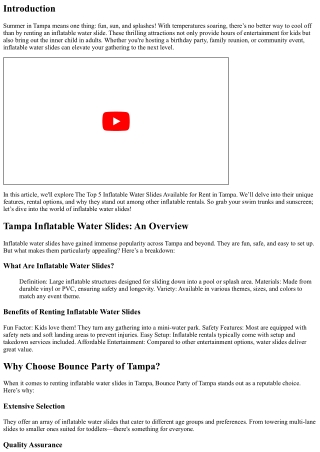 The Top 5 Inflatable Water Slides Available for Rent in Tampa